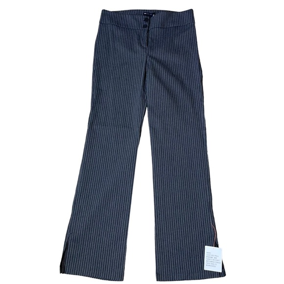 ASOS DESIGN pinstripe flare pants in gray low rise wide leg button zip up SZ 8 - Picture 2 of 12